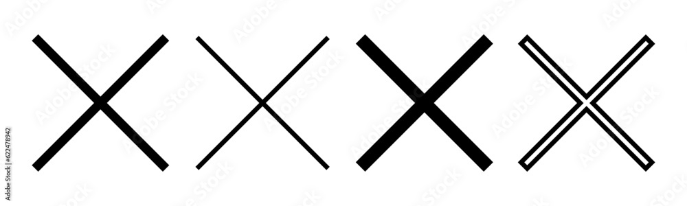 Close icon set illustration. Delete sign and symbol. cross sign Close icon set illustration. Delete sign and symbol. cross sign