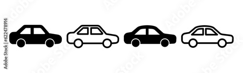 Car icon set illustration. car sign and symbol. small sedan