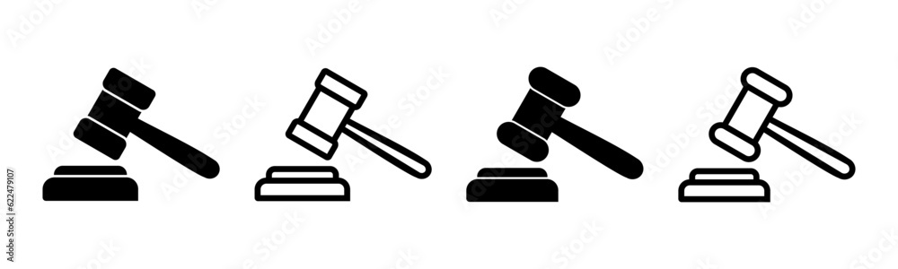 Gavel icon set illustration. judge gavel sign and symbol. law icon. auction hammer Gavel icon set illustration. judge gavel sign and symbol. law icon. auction hammer