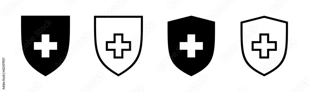 Fototapeta premium Health insurance icon set illustration. Insurance document sign and symbol