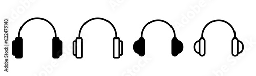 Headphone icon set illustration. Headphone sign and symbol