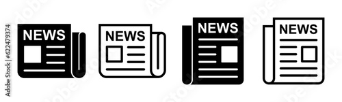 Newspaper icon set illustration. news paper sign and symbolign