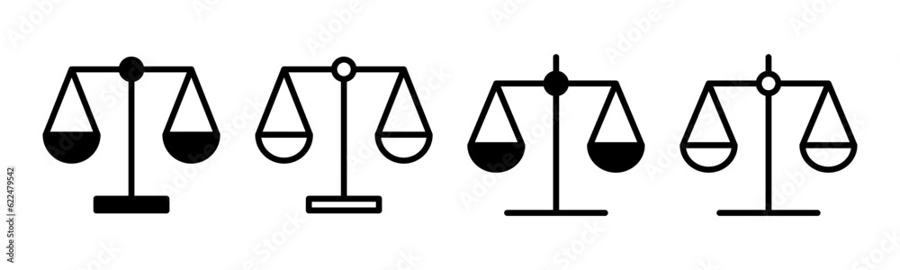 Scales icon set illustration. Law scale icon. Justice sign and symbol Scales icon set illustration. Law scale icon. Justice sign and symbol