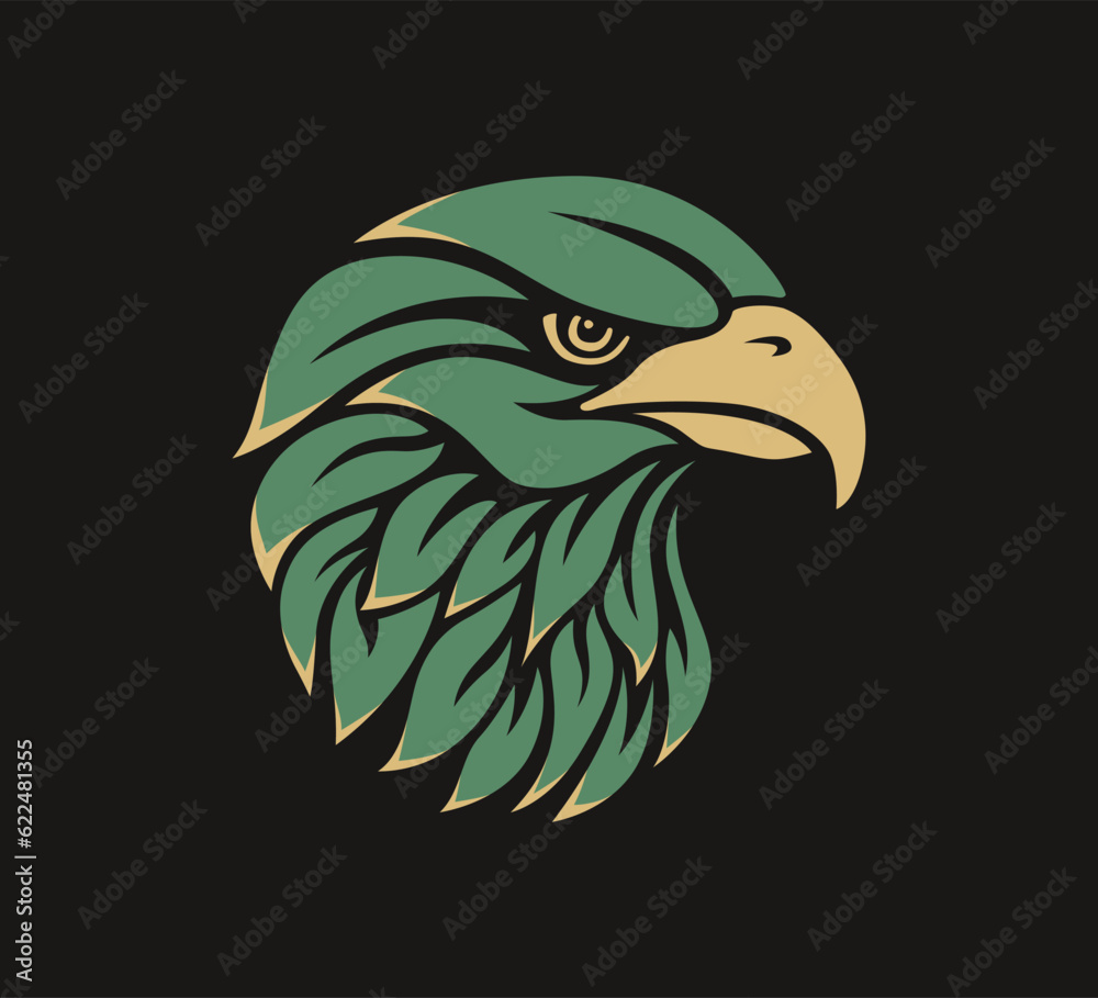 Obraz premium Eagle leaf logo design. Eagle head vector logo