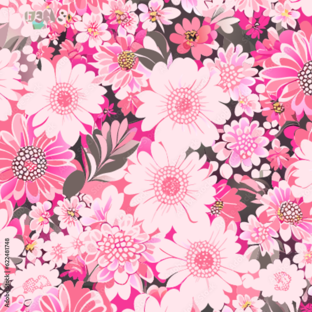 Seamless pattern flowers style Seamless pattern flowers style