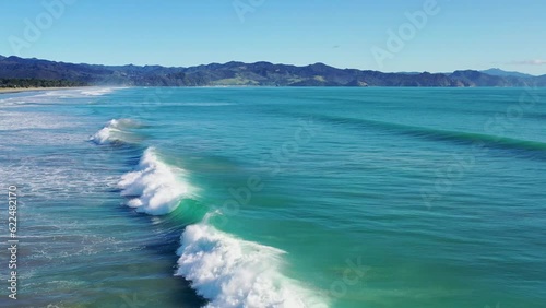 New Zealand Beach waves crashing down