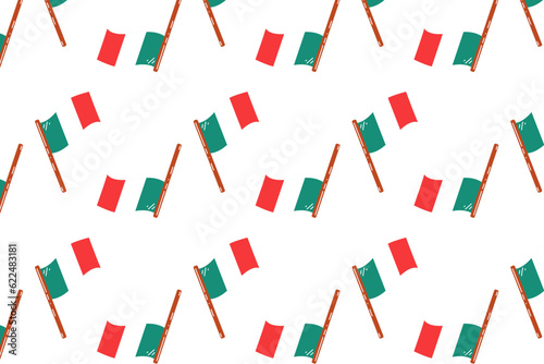 Green, white, red Mexican flag background isolated on a white background. Independence and the Revolution of Mexico. Mexican flag pattern, a seamless pattern of a Mexican symbol. photo