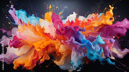 Abstract colorful rainbow color painting background, Generate AI