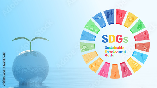 Photography SDGs image icons and images of nature conservation and restoration