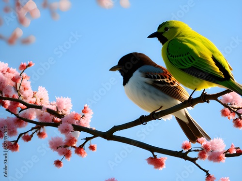 a bird is sitting on a branch of a tree in the nature © mansum008