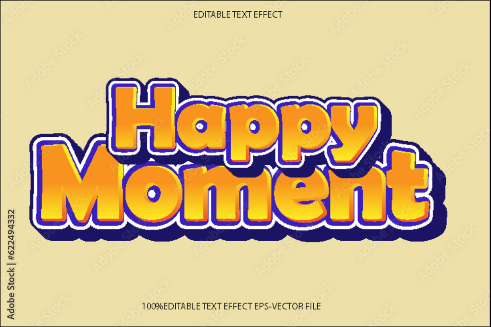 Obraz premium Happy Moment Effect Editable Text Effect 3D Emboss Gradient Style