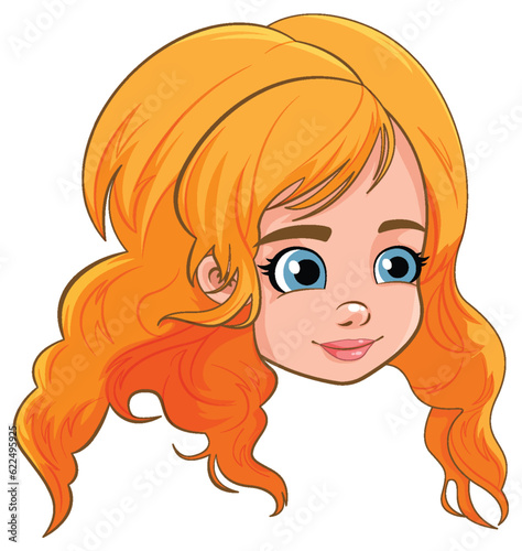 Girl head cartoon isolated