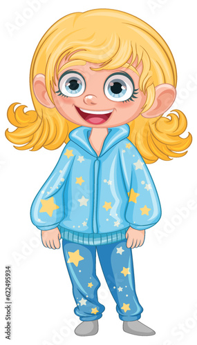 Cute cartoon character in pajamas