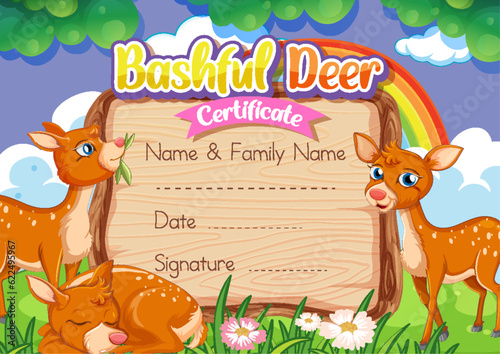 Bashful deer certificate template