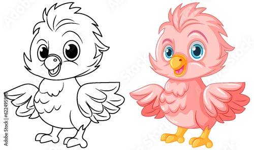 Chick doodle coloring page for children