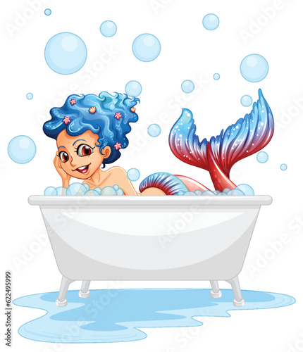 Beautiful mermaid in the bathtub
