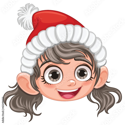 Cute Girl in Winter Hat with Pom Pom Cartoon Character