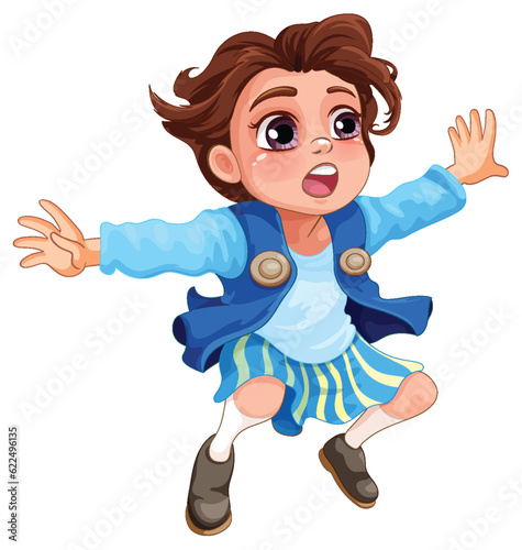 Jumping girl cartoon character