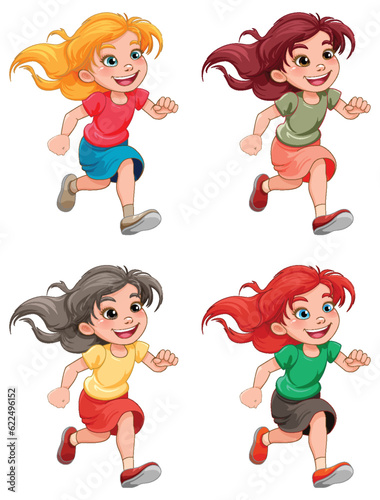 Running girl cartoon character
