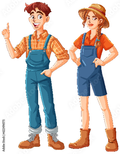 Couple of Gardeners in Standing Pose Vector