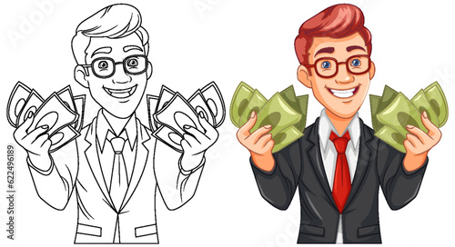 Youth business man holding money