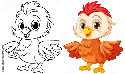 Chick doodle coloring page for children