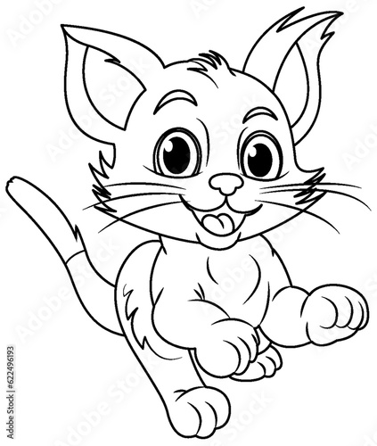 Cat doodle coloring page for children