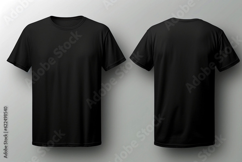 Black t-shirt on white background, mockup for design