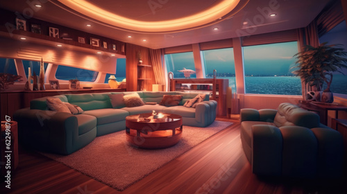 Canvastavla Interior of Modern luxury cruise yacht