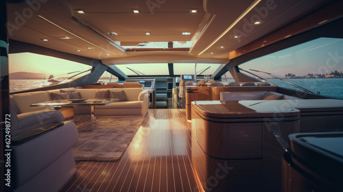 Fotografiet Interior of Modern luxury cruise yacht