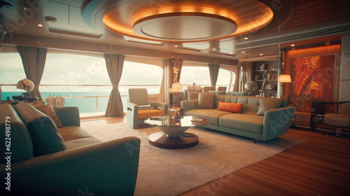 Interior of Modern luxury cruise yacht
