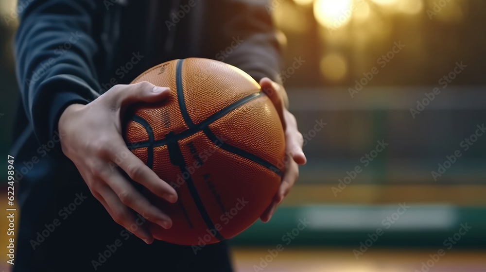 Close-up of a player holding a basketball Close-up of a player holding a basketball