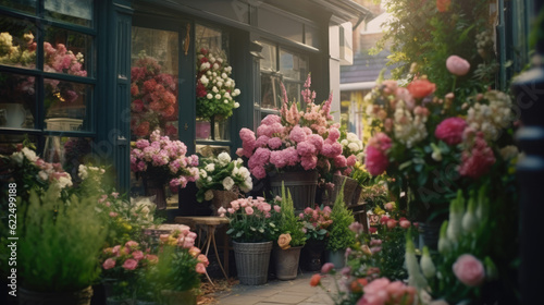 Fotografia Beautiful flower shop front decoration