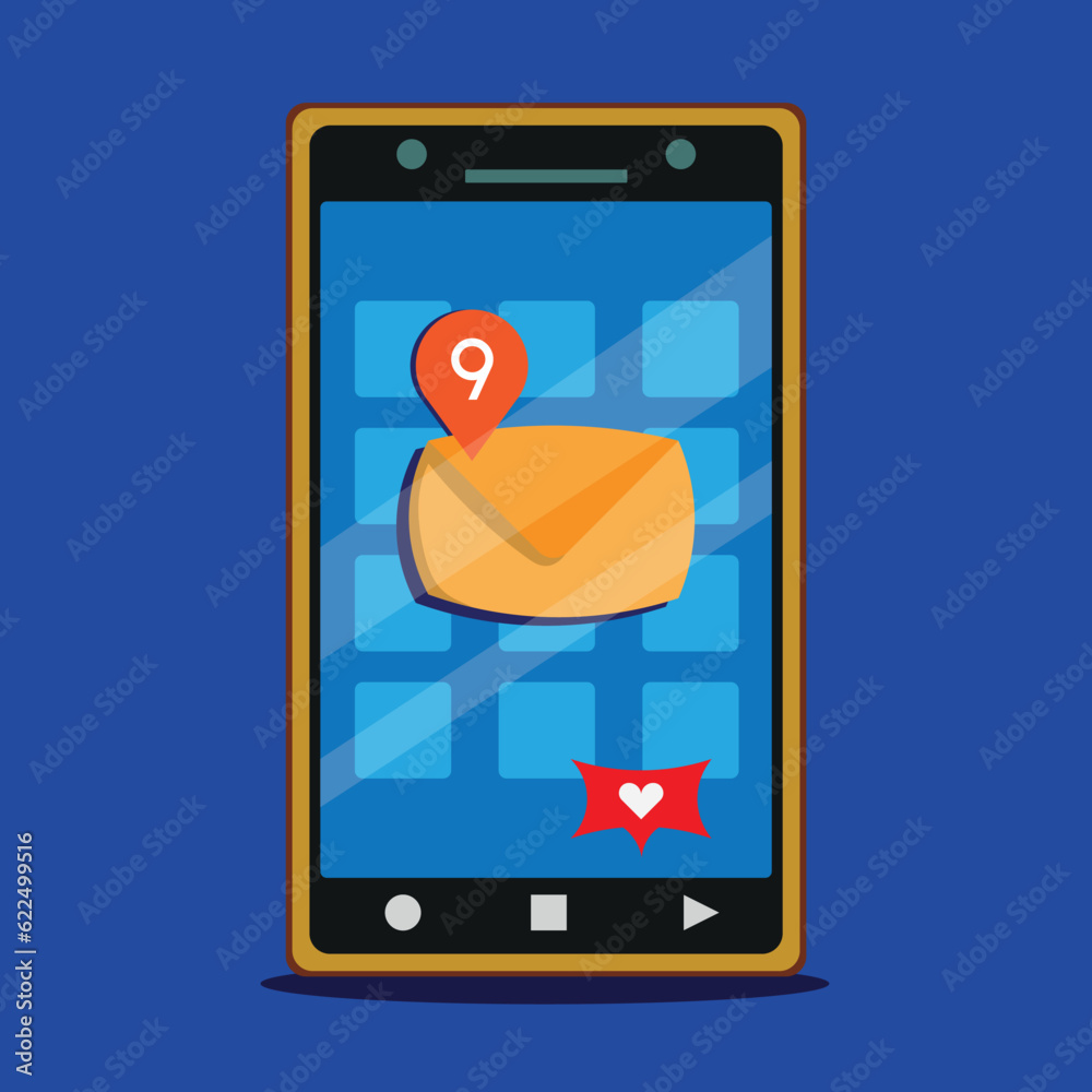 mobile phone with icons mensajes icono celular fondo azul