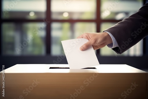 Person depositing his vote in a ballot box