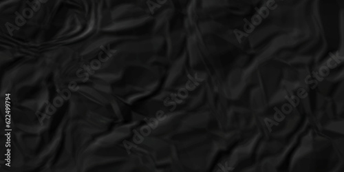 Black fabric texture and Crumpled black paper for background image. top view. black satin background	
