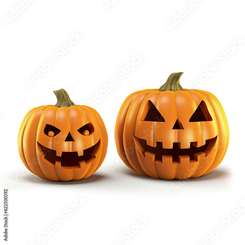 Halloween pumpkin head jack lantern isolated on white background