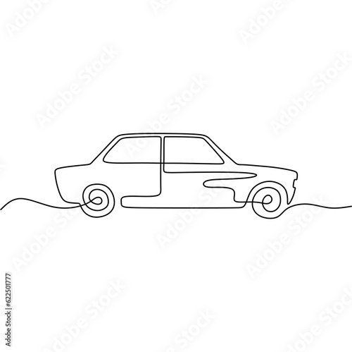 continous line art car automotive black line draw conceptual