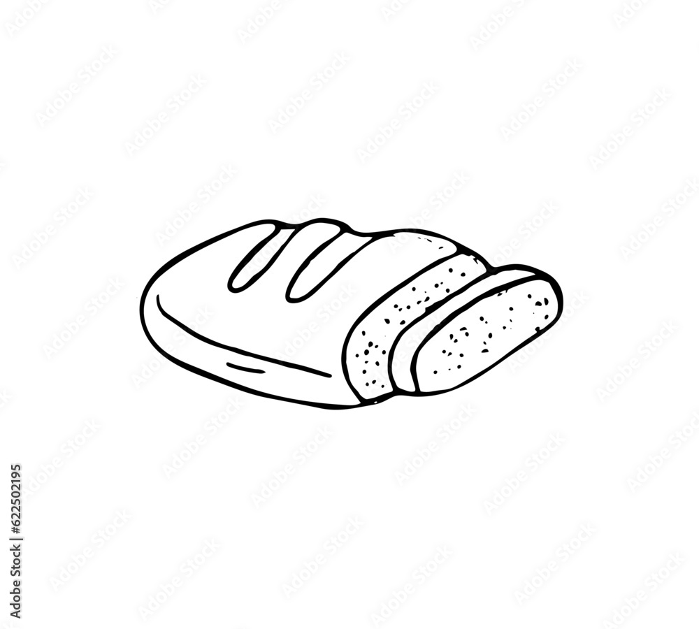 Hand drawn bread, food illustration, and doodle isolated on white background Hand drawn bread, food illustration, and doodle isolated on white background