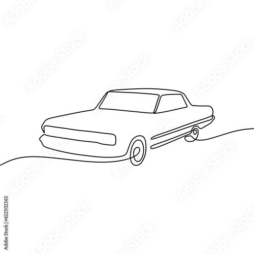 continous line art car automotive black line draw conceptual