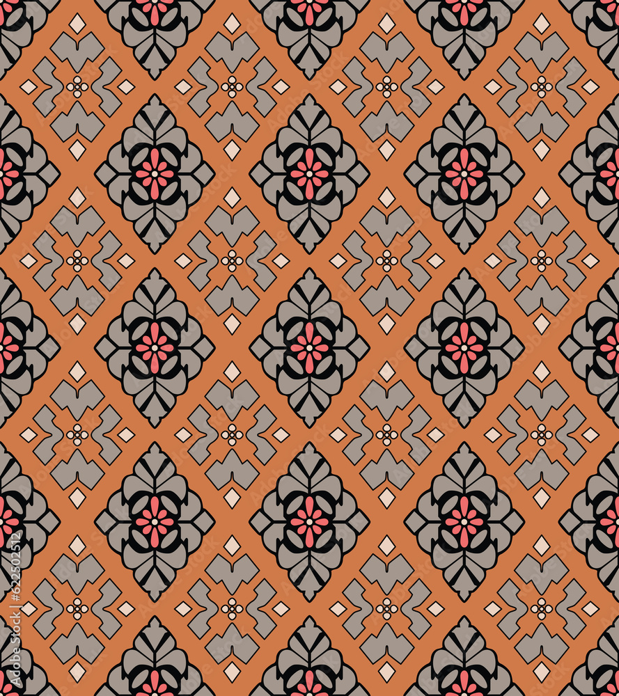 Japanese Flower Diamond Vector Seamless Pattern Japanese Flower Diamond Vector Seamless Pattern