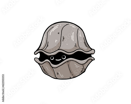 Cute hermit crab color, character Underwater sea life, ocean creatures clipart, icon set Hand drawn Outline Simple vector illustration	
