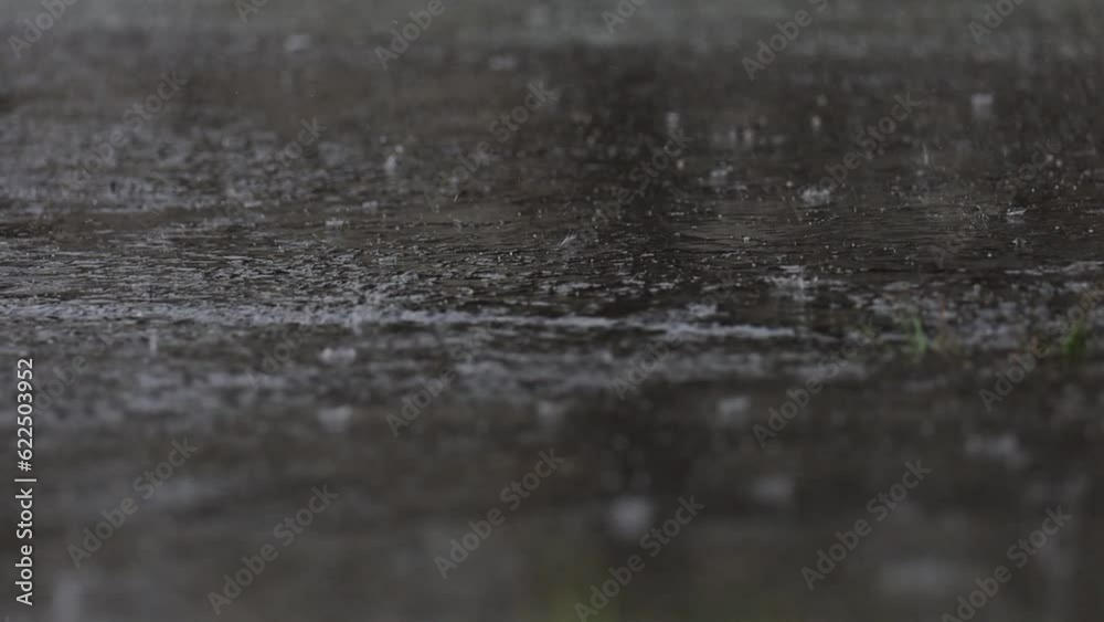 道路に降る雨　大雨　豪雨　イメージ