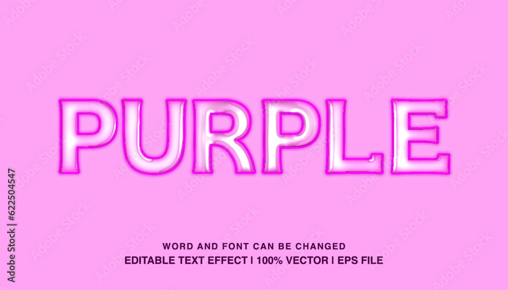 Purple editable text effect template, bold glossy style typeface, premium vector