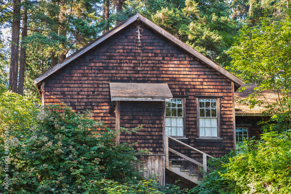 Old wooden house in woods. House made of wood in the forest. Wooden cabin. Old wooden house in woods. House made of wood in the forest. Wooden cabin.