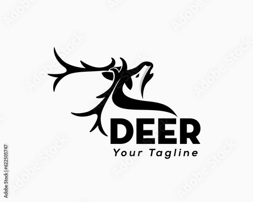 simple elk deer look up logo symbol template illustration inspiration