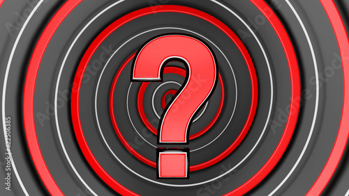 3D Question mark on spiral background	