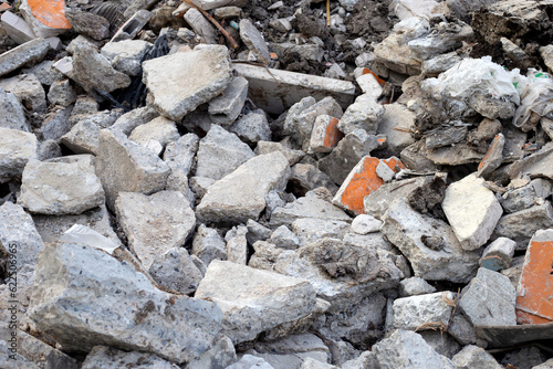 Foto Piles of rubble after house demolition