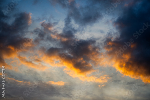 Sky transitioning from light blue to a deep orange © NetPix