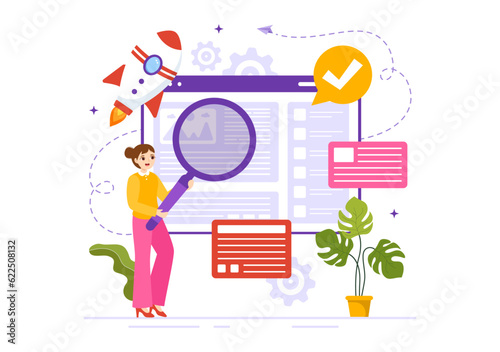 Software Testing Vector Illustration with Application Engineering, Debugging Development Process, Programming and Coding in Hand Drawn Templates